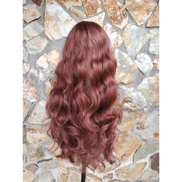 Long wavy auburn red lace front wig - Picture 4 of 5